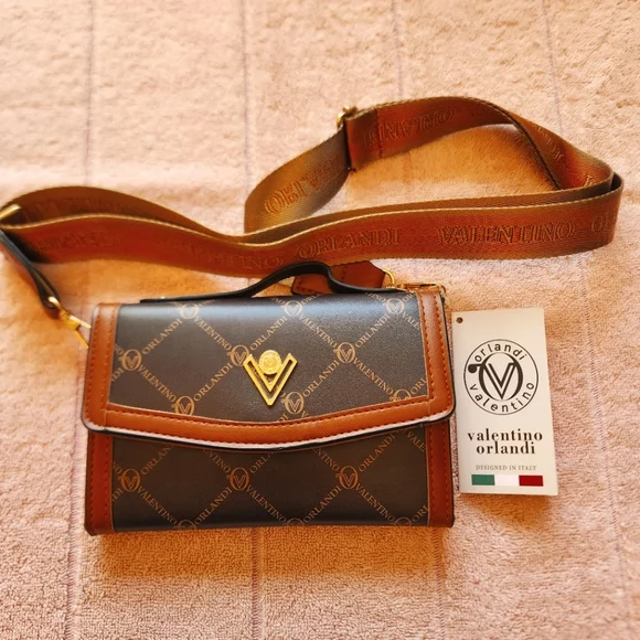 Valentino Orlandi Elegant Brown and Black Shoulder Bag. NWT - Picture 1 of 8